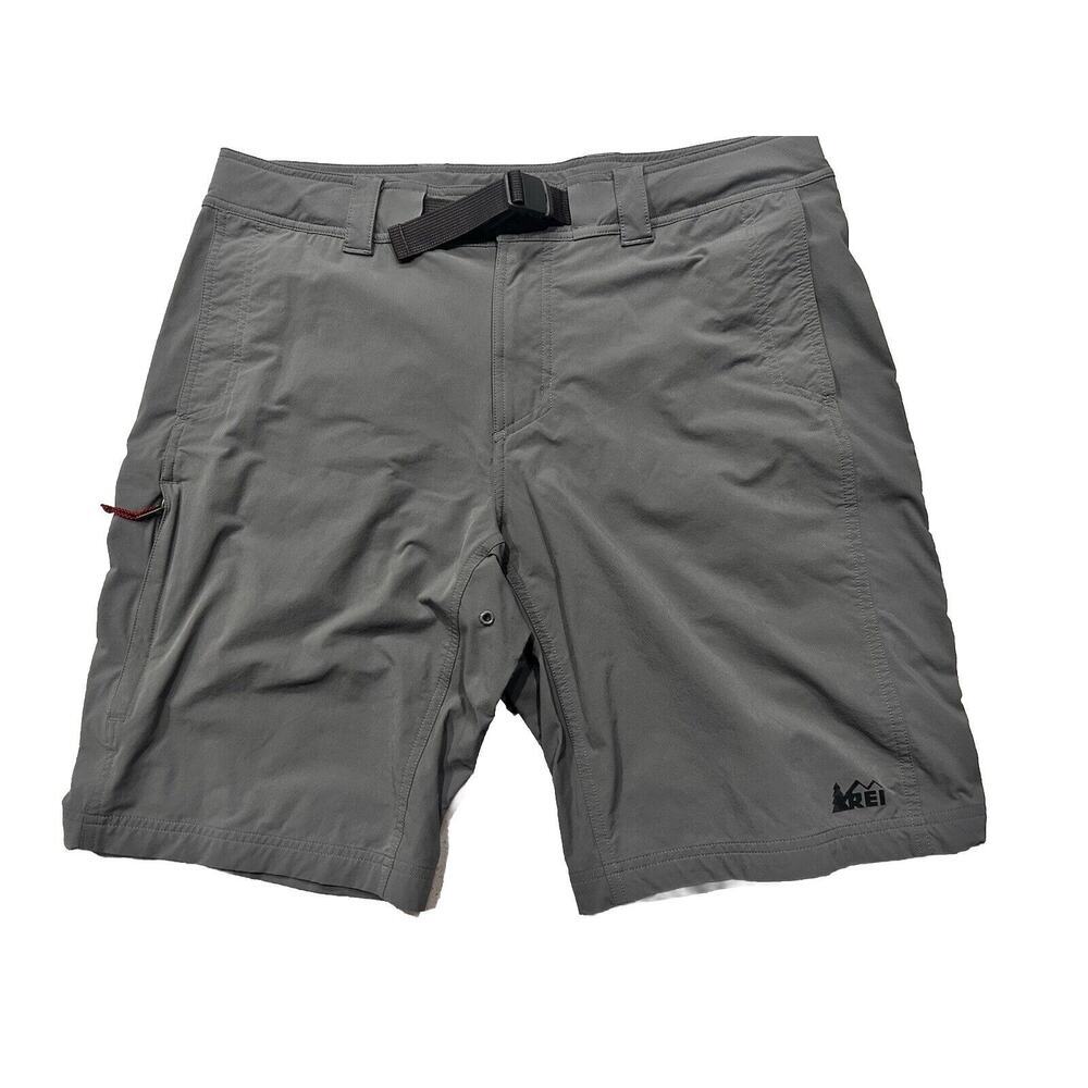 REI Co-Op Nylon Belted Shorts Mens Size 38 Gray Regular Fit Outdoor Hiking FLAW